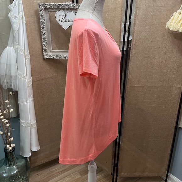 Express High Low Neon Peach Color Relaxed Tee - Picture 2 of 5